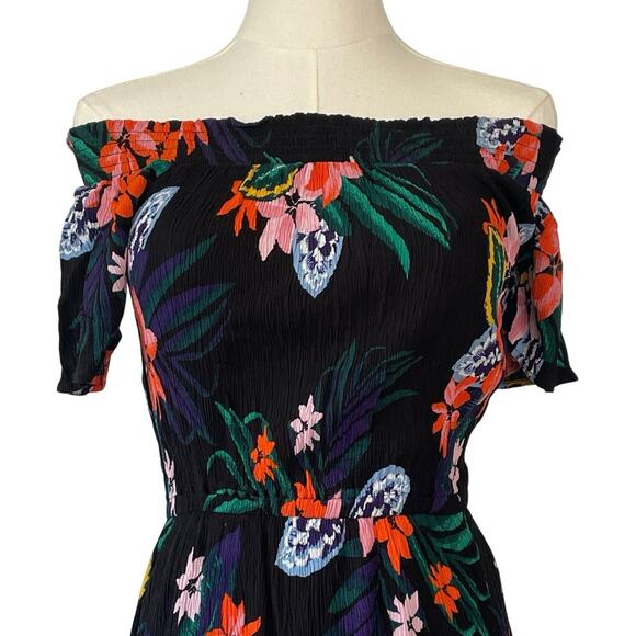 Old Navy Gauzy Midi Dress Off the Shoulder Tropical Resortwear Cover Up Size XS - Picture 3 of 10